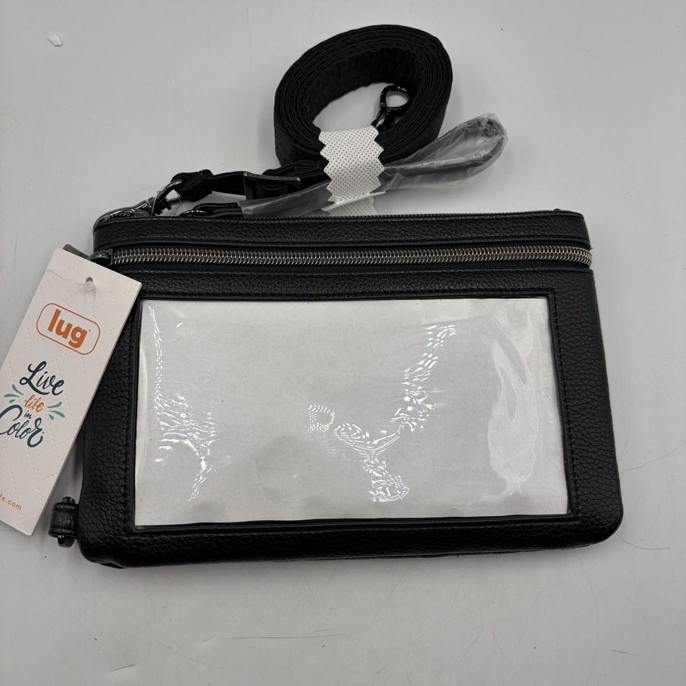 Lug Peekaboo Crossbody Phone Pouch Black with Zipper Closure New